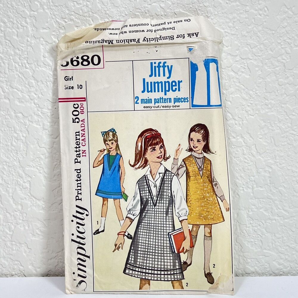 Vintage Jiffy Jumper Girl Size 10 Sewing Pattern 5680 - Dress Jumper Chubbies